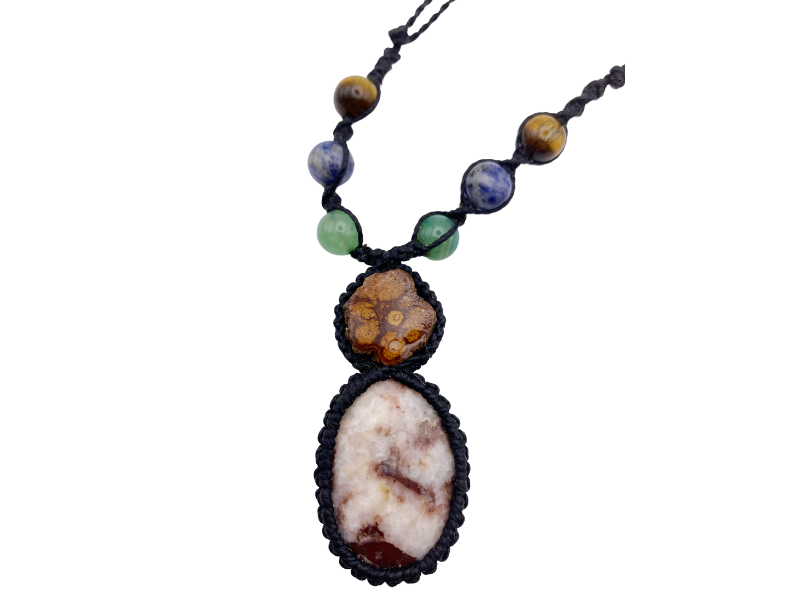 Shipibo Conibo Beadwork and Vine Crystal Necklace