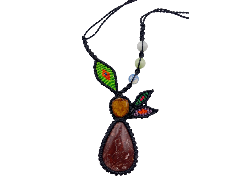 Shipibo Conibo Beadwork and Vine Crystal Necklace