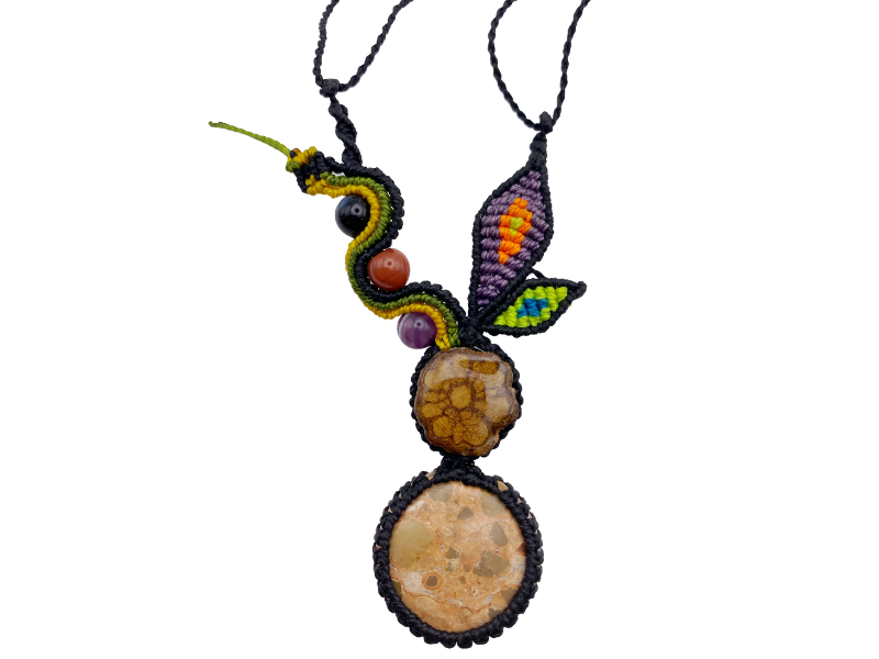 Shipibo Conibo Beadwork and Vine Crystal Necklace