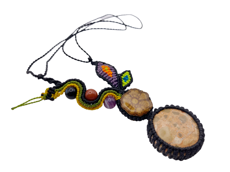 Shipibo Conibo Beadwork and Vine Crystal Necklace