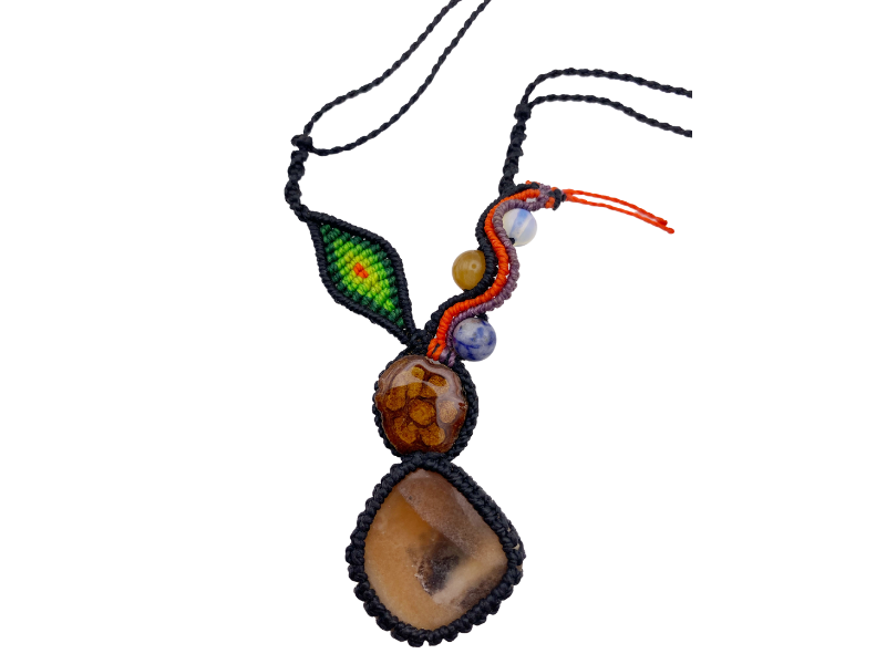 Shipibo Conibo Beadwork and Vine Crystal Necklace