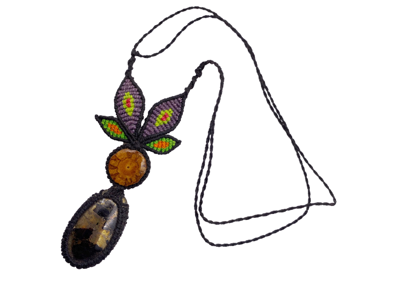 Shipibo Conibo Beadwork and Vine Crystal Necklace