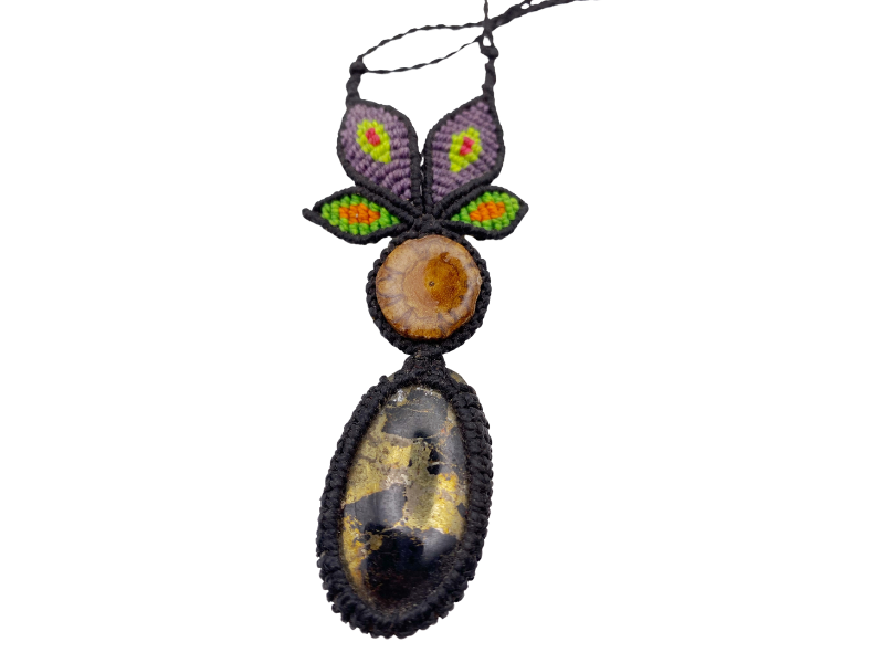 Shipibo Conibo Beadwork and Vine Crystal Necklace