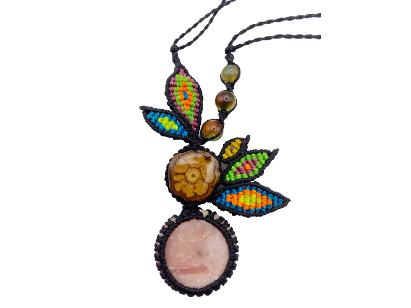 Shipibo Conibo Beadwork and Vine Crystal Necklace