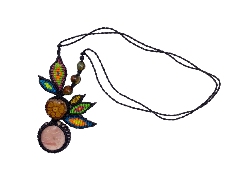 Shipibo Conibo Beadwork and Vine Crystal Necklace