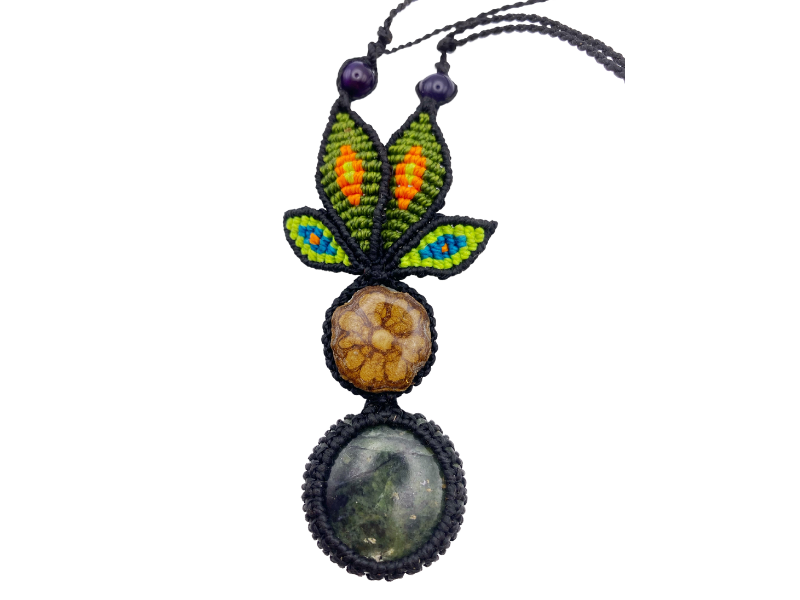 Shipibo Conibo Beadwork and Vine Crystal Necklace