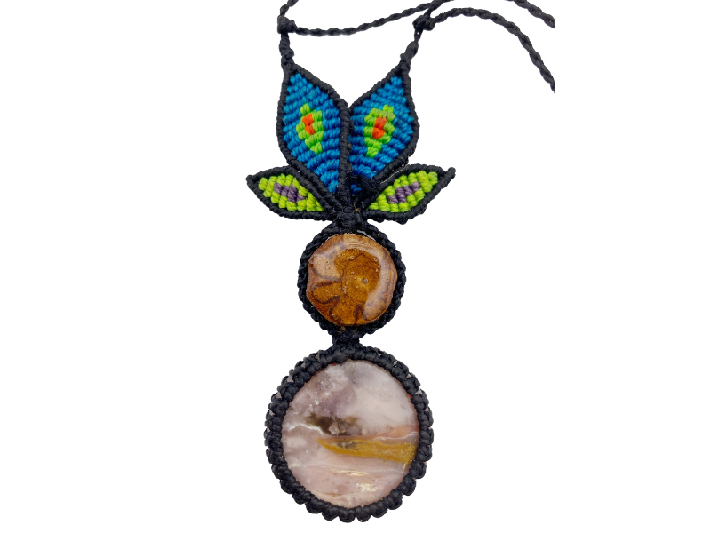 Shipibo Conibo Beadwork and Vine Crystal Necklace