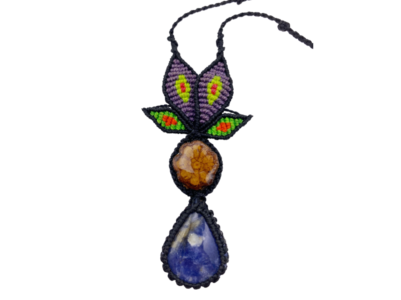 Shipibo Conibo Beadwork and Vine Lapis Lazuli Necklace