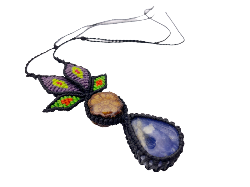 Shipibo Conibo Beadwork and Vine Lapis Lazuli Necklace