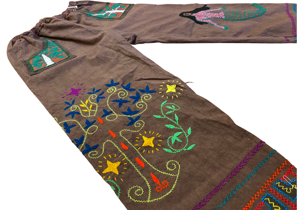 Shipibo Conibo Embroidered Trousers - Brown
