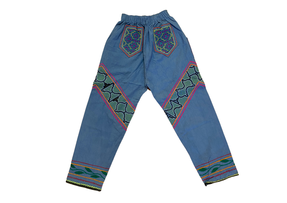 Shipibo Conibo Embroidered Trousers - Blue